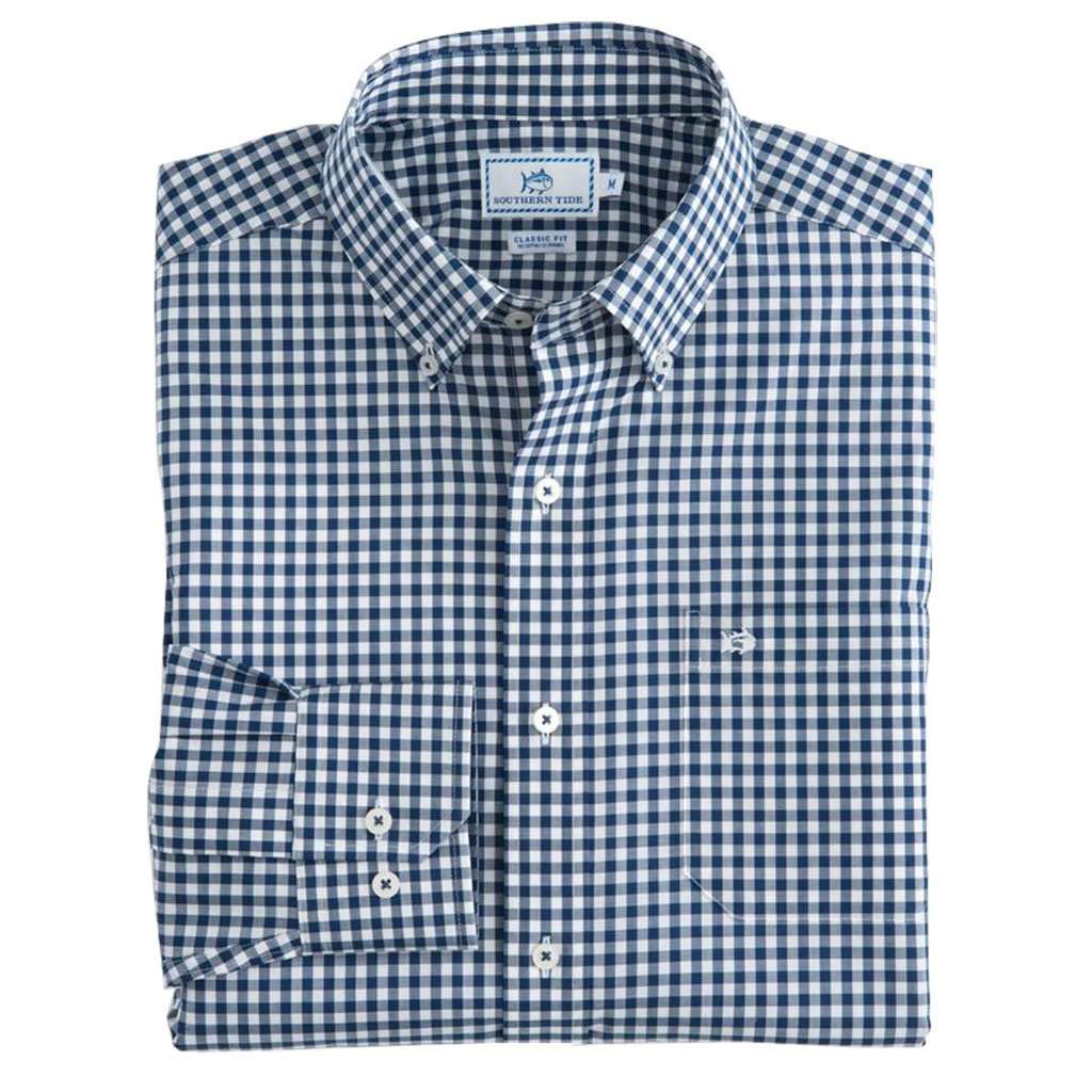 Gingham Classic Fit Sport Shirt in Yacht Blue by Southern Tide - Country Club Prep