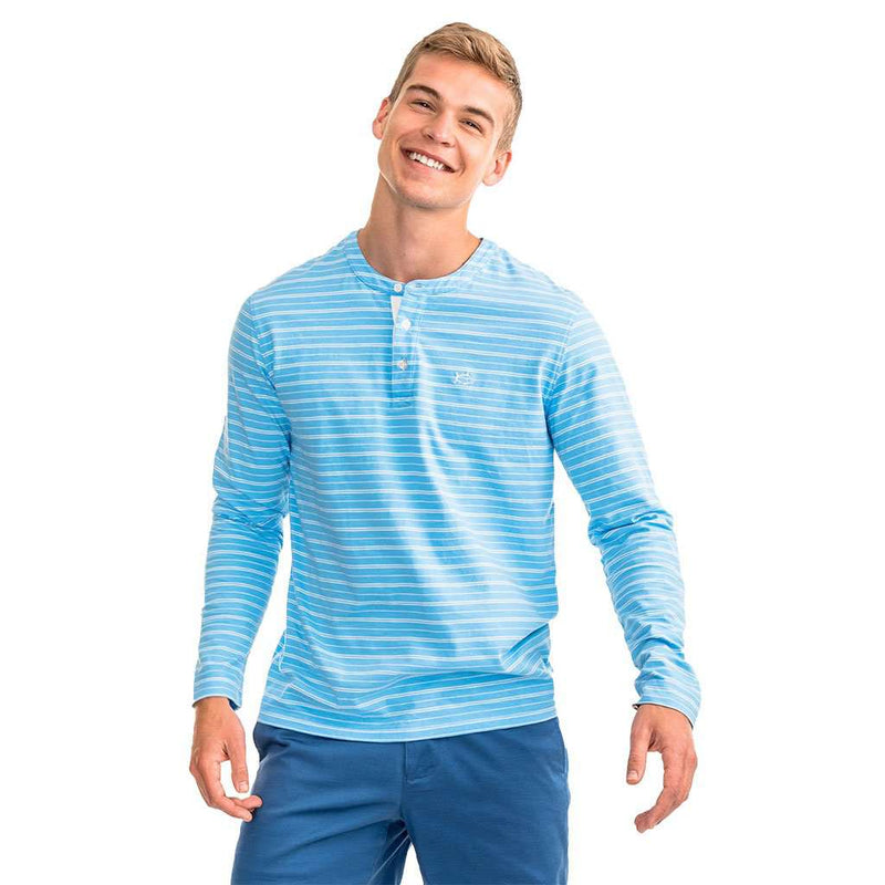 Jennings Striped Henley in Ocean Channel by Southern Tide - Country Club Prep