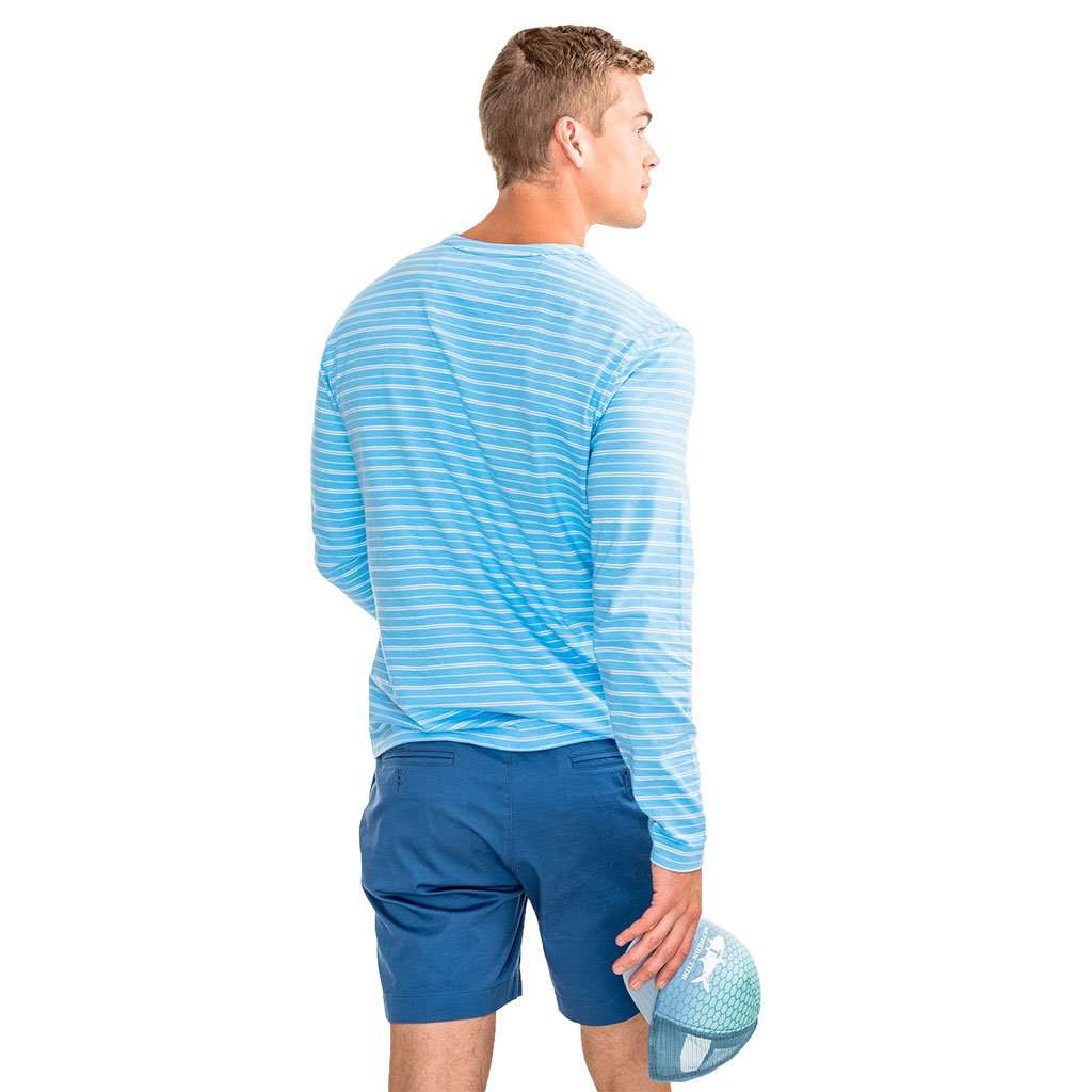 Jennings Striped Henley in Ocean Channel by Southern Tide - Country Club Prep