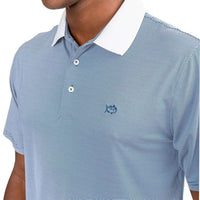 Carlisle Bay Stripe Performance Polo in Seven Seas Blue by Southern Tide - Country Club Prep