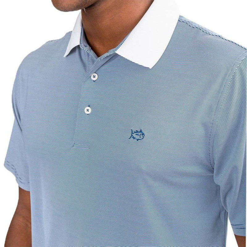 Carlisle Bay Stripe Performance Polo in Seven Seas Blue by Southern Tide - Country Club Prep