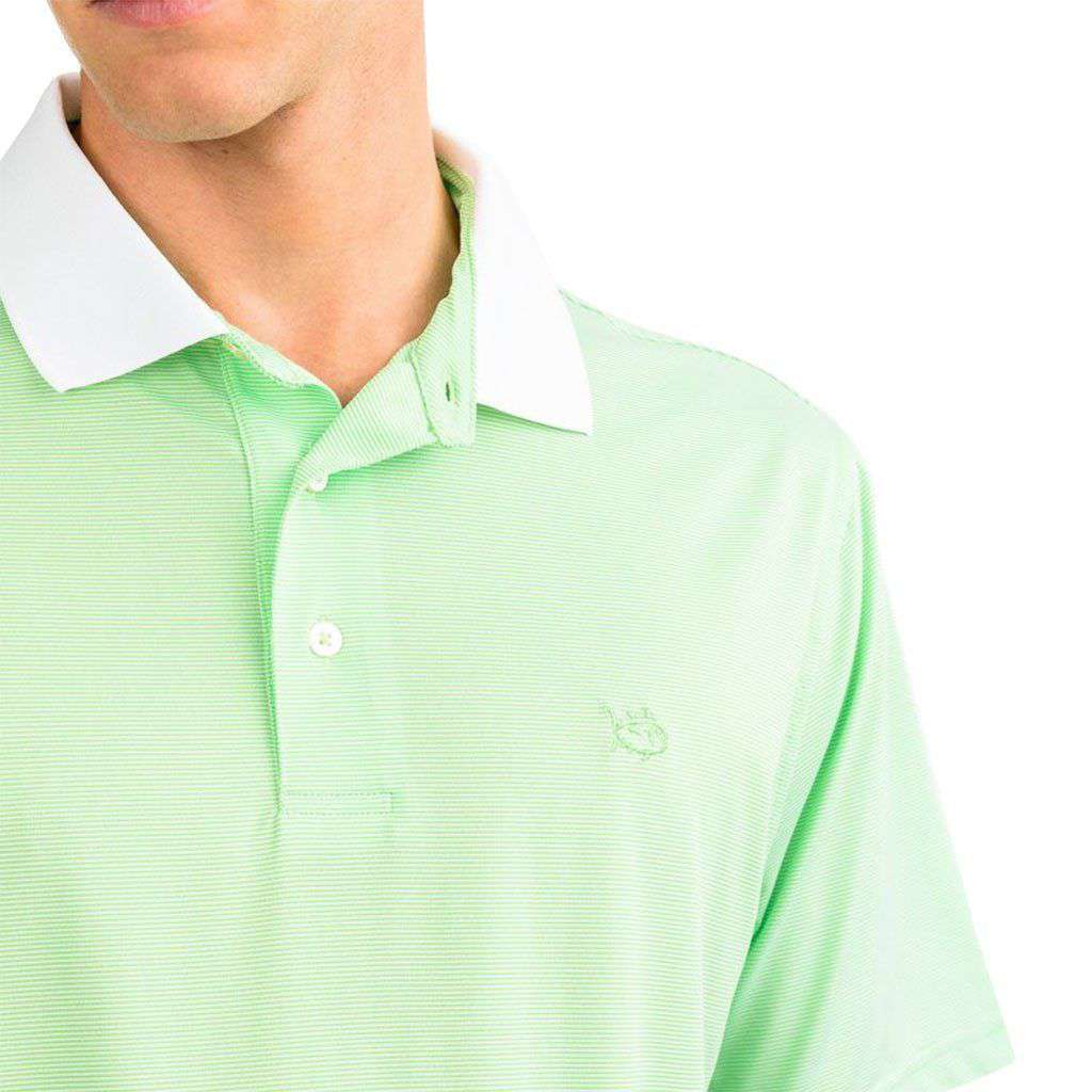 Carlisle Bay Stripe Performance Polo in Summer Green by Southern Tide - Country Club Prep