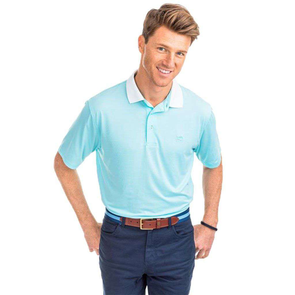 Carlisle Bay Stripe Performance Polo in Crystal Blue by Southern Tide - Country Club Prep