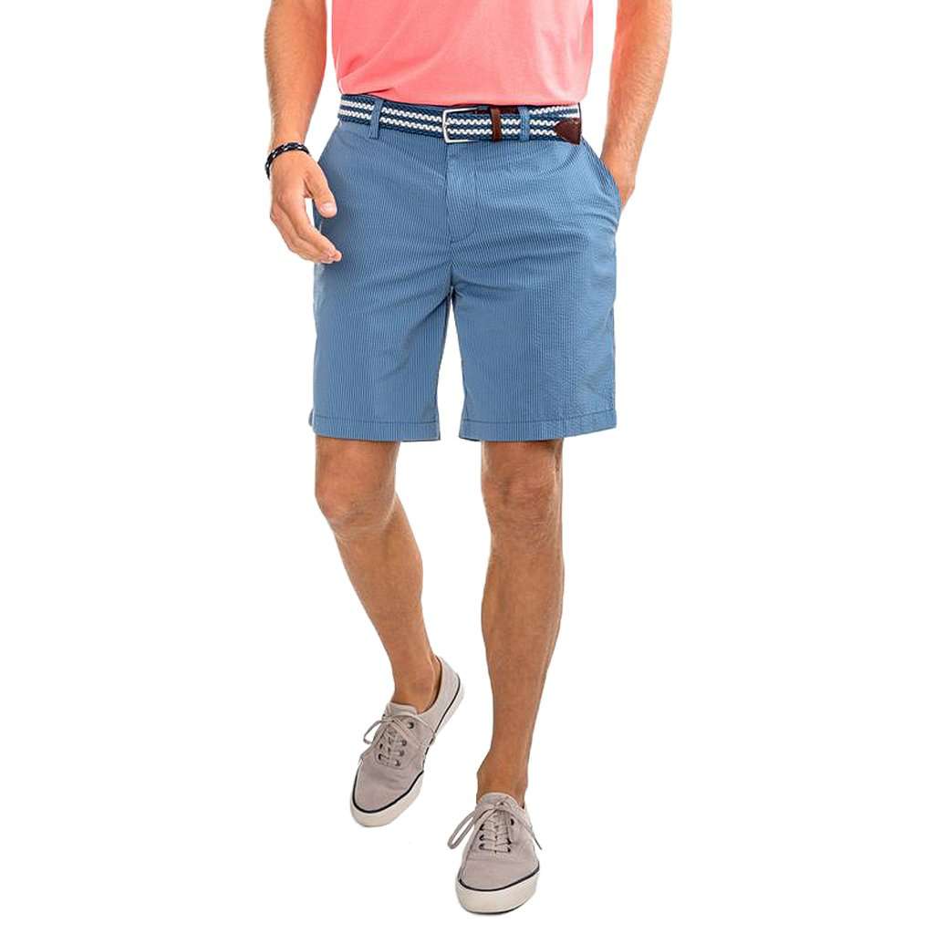 Tonal Seersucker Skipjack Short in Seven Seas Blue by Southern Tide - Country Club Prep