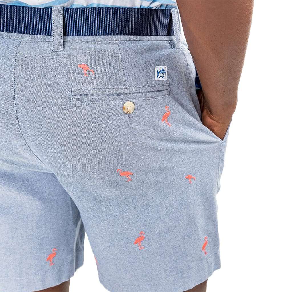 Flamingo Embroidered Oxford Short in Seven Seas Blue by Southern Tide - Country Club Prep