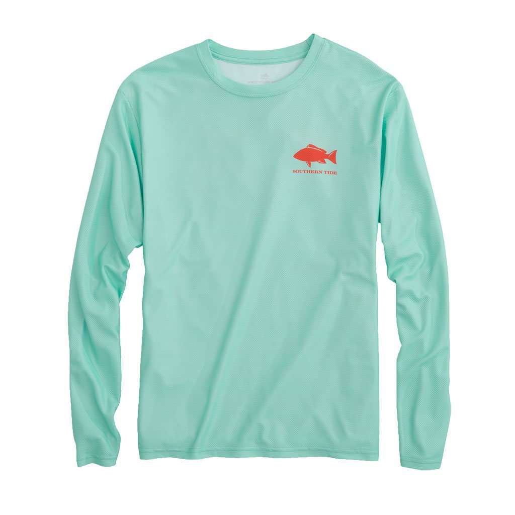 Original Skipjack Red Snapper Long Sleeve Performance T-Shirt in Offshore Green by Southern Tide - Country Club Prep