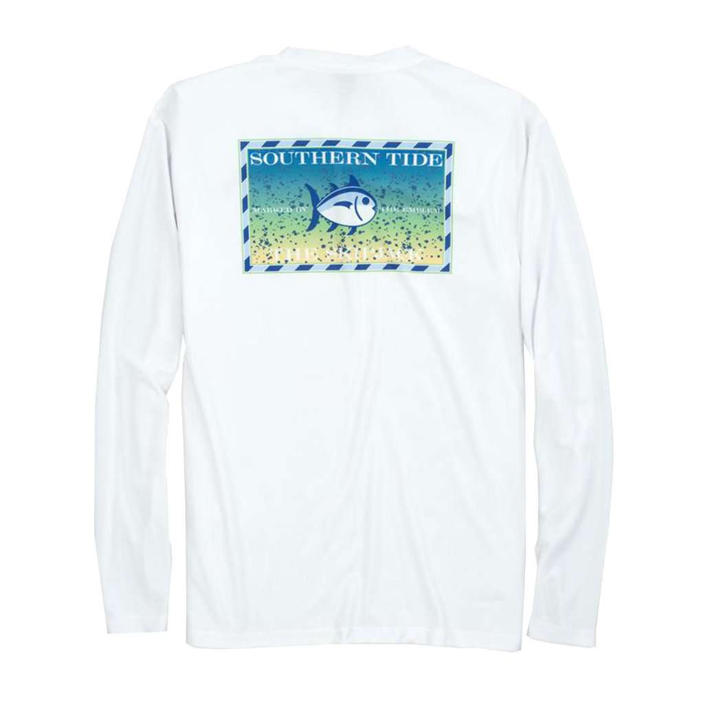 Original Skipjack Mahi Mahi Long Sleeve Performance T-Shirt in Classic White by Southern Tide - Country Club Prep