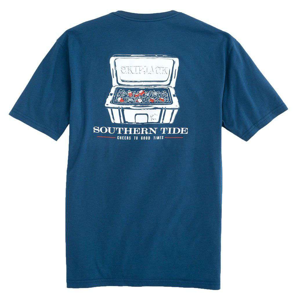 Beer, Ice & Good Times T-Shirt in Yacht Blue by Southern Tide - Country Club Prep