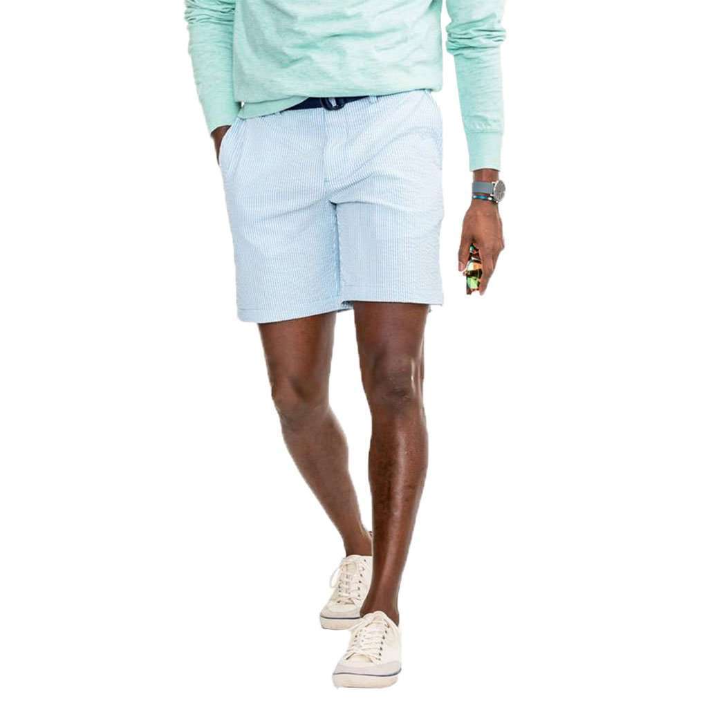 Stretch Seersucker Shorts in Ocean Channel by Southern Tide - Country Club Prep