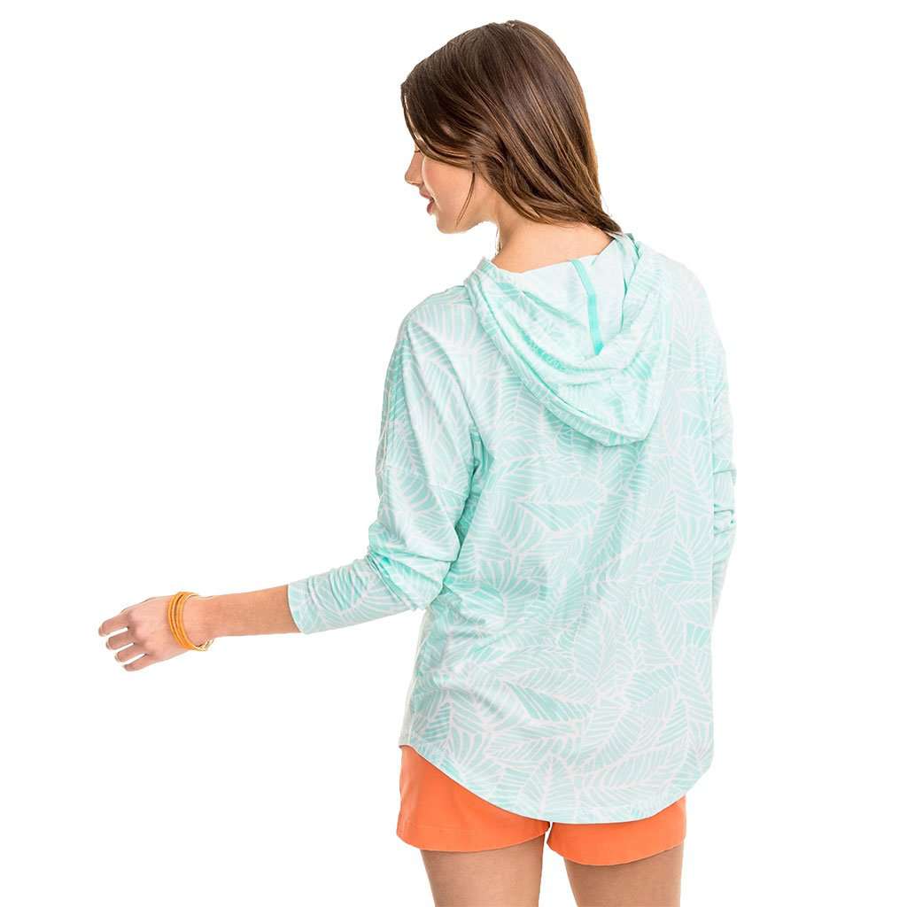 Palm Print Skipper Hoodie in Offshore Green by Southern Tide - Country Club Prep