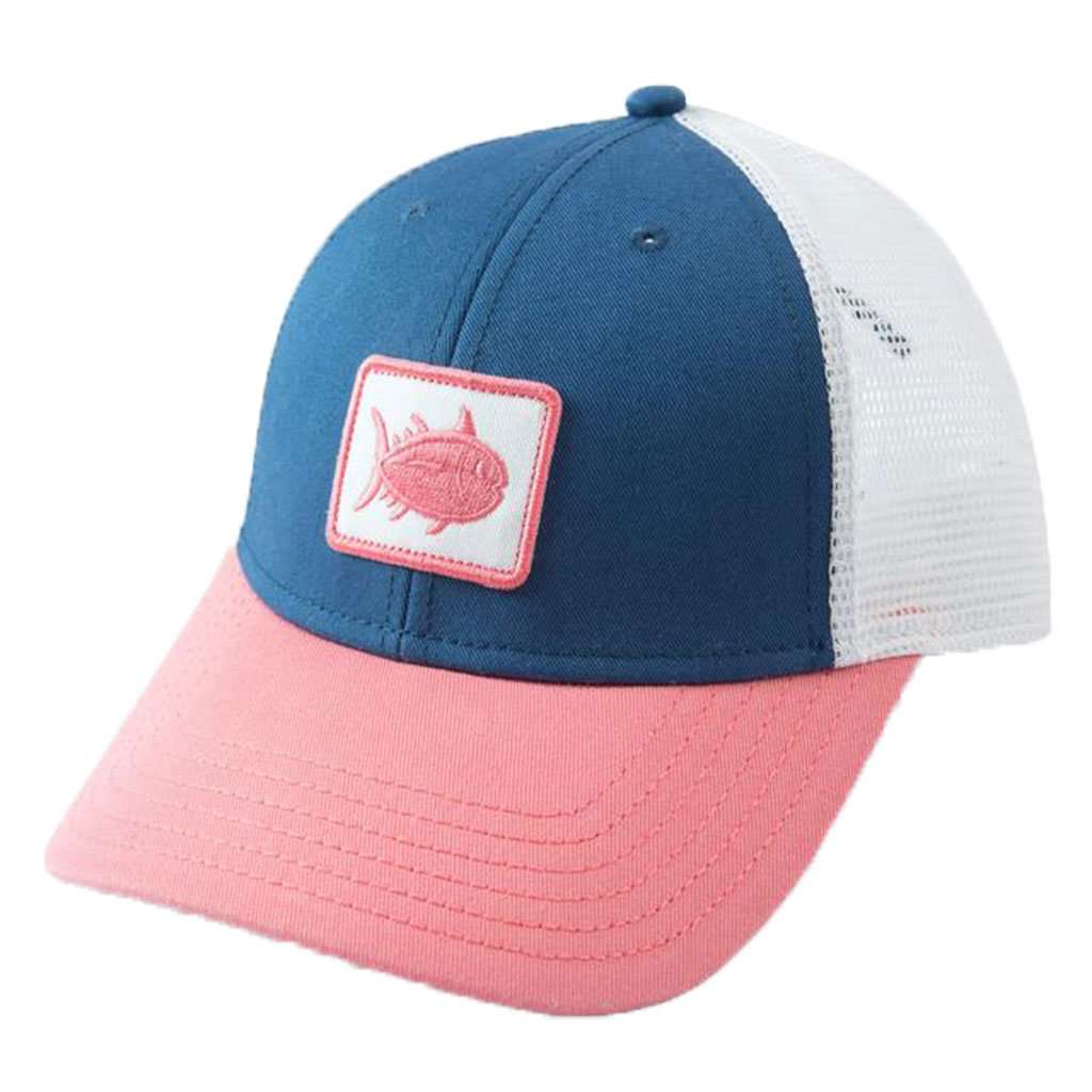 Women's Skipjack Patch Trucker Hat in True Navy by Southern Tide - Country Club Prep