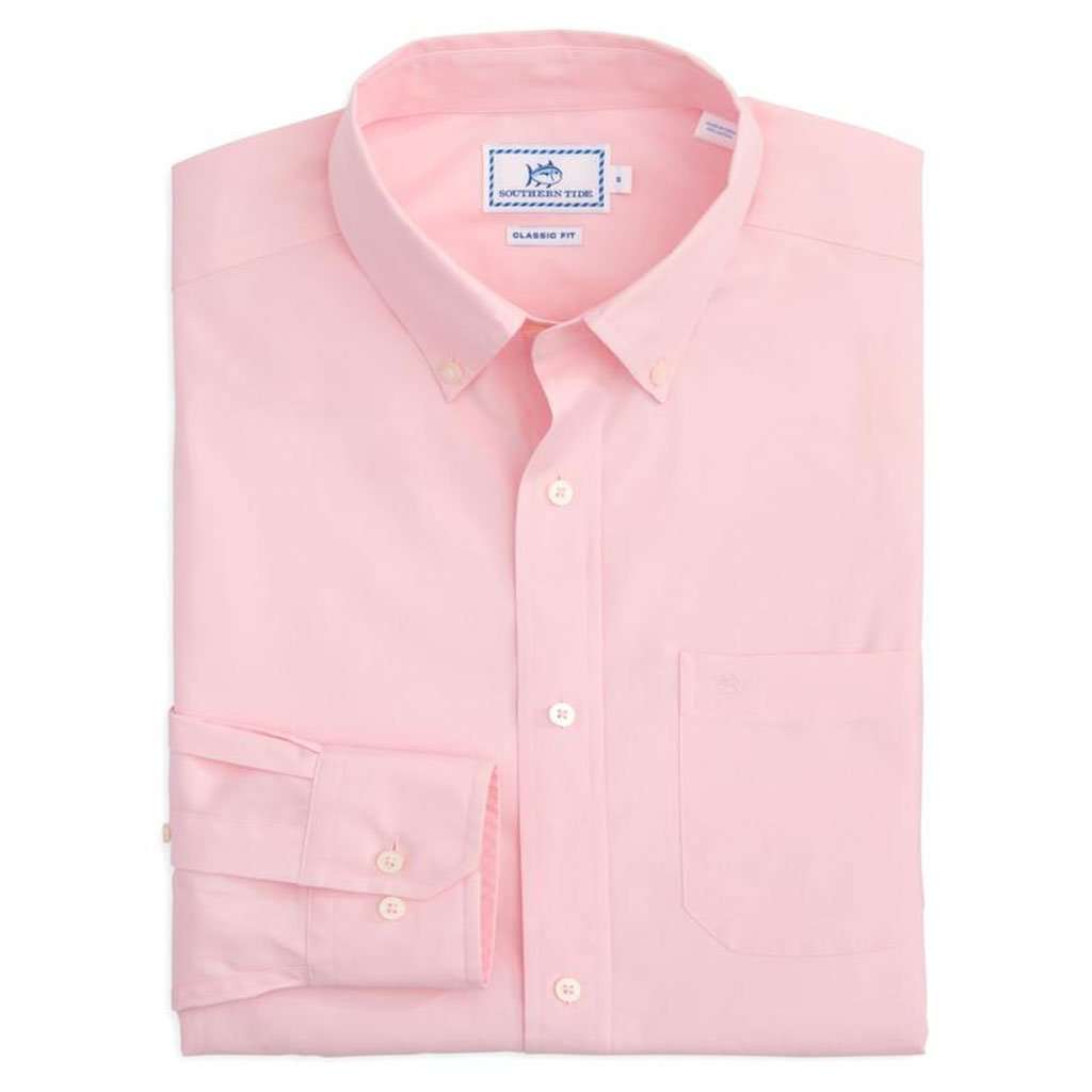 Sullivan's Solid Sport Shirt in Pink by Southern Tide - Country Club Prep