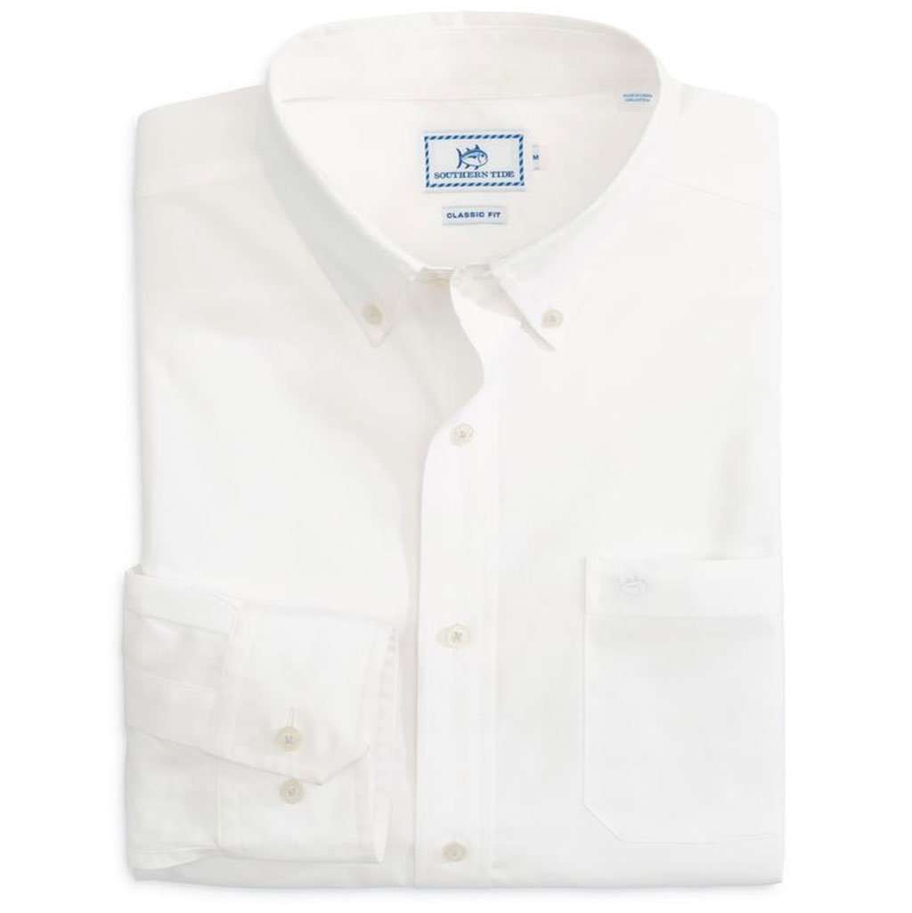 Sullivan's Solid Sport Shirt in Classic White by Southern Tide - Country Club Prep