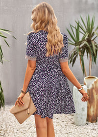 Floral Buttoned Puff Sleeve Dress - Country Club Prep