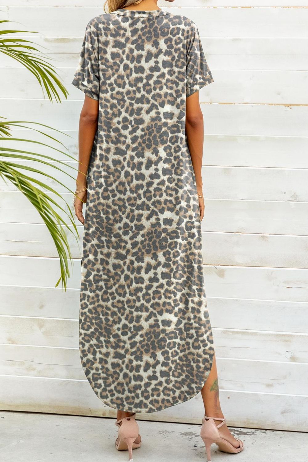 Printed V-Neck Curved Hem Dress - Country Club Prep