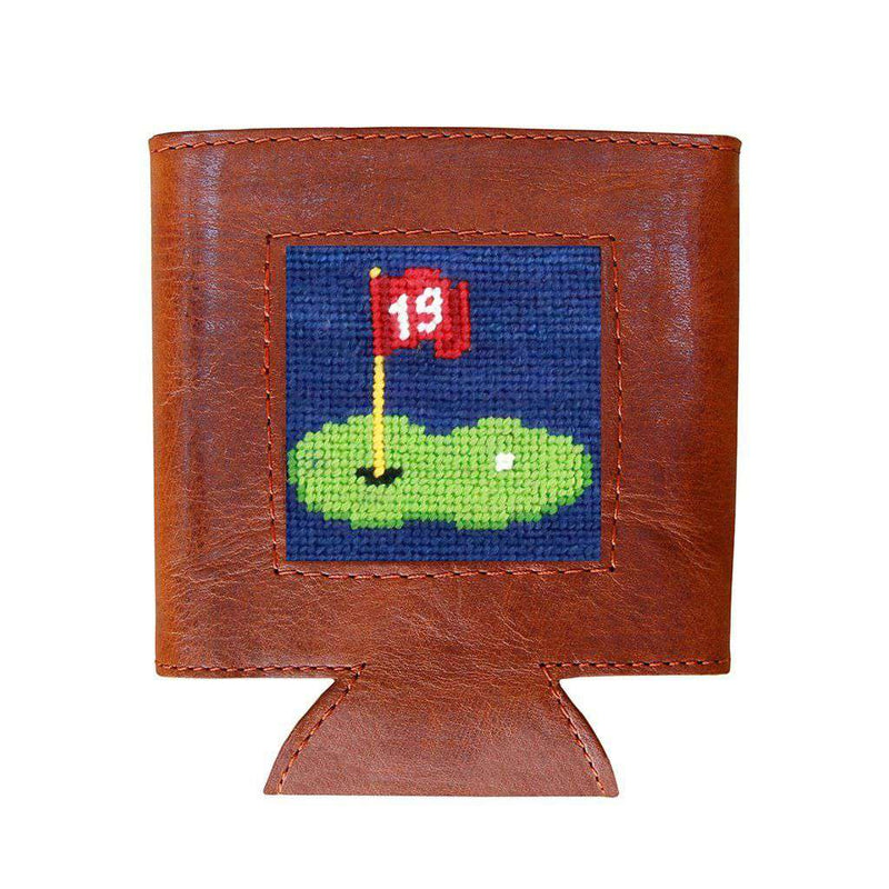 19th Hole Needlepoint Can Cooler in Classic Navy by Smathers & Branson - Country Club Prep