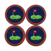 19th Hole Needlepoint Coasters in Classic Navy by Smathers & Branson - Country Club Prep
