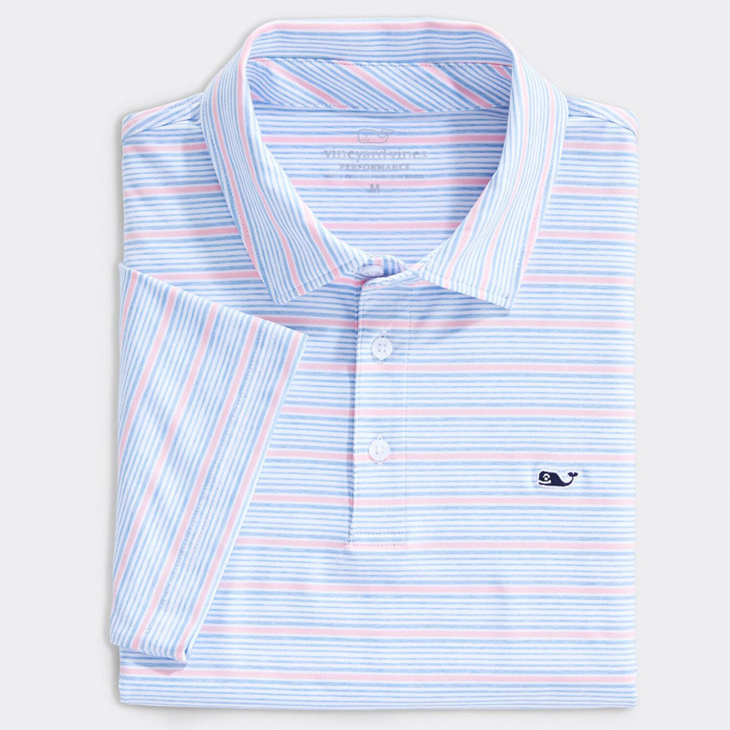 Custom Lake Worth Stripe Sankaty Performance Polo by Vineyard Vines - Country Club Prep