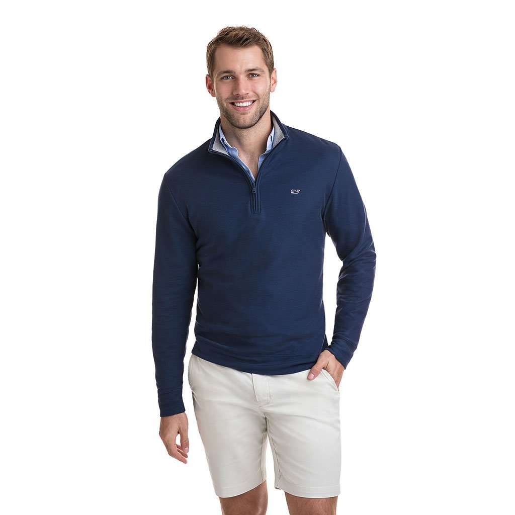 Saltwater 1/4-Zip in Vineyard Navy by Vineyard Vines - Country Club Prep