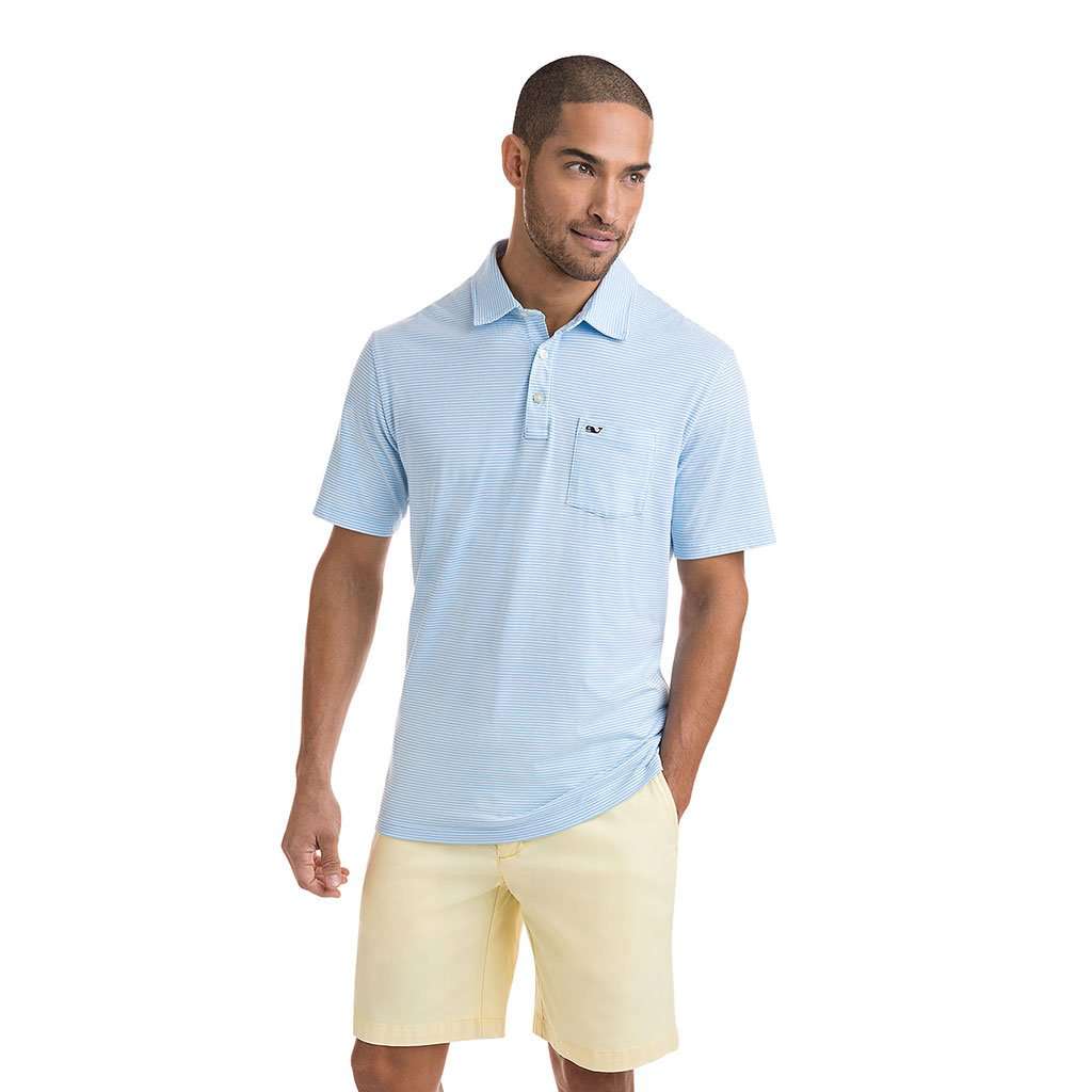 Feeder Stripe Edgartown Polo in Ocean Breeze by Vineyard Vines - Country Club Prep