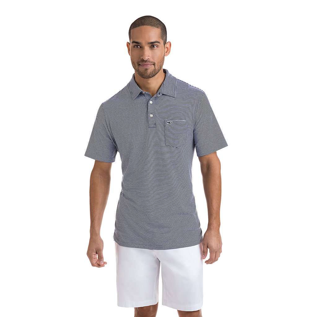 Feeder Stripe Edgartown Polo in Deep Bay by Vineyard Vines - Country Club Prep