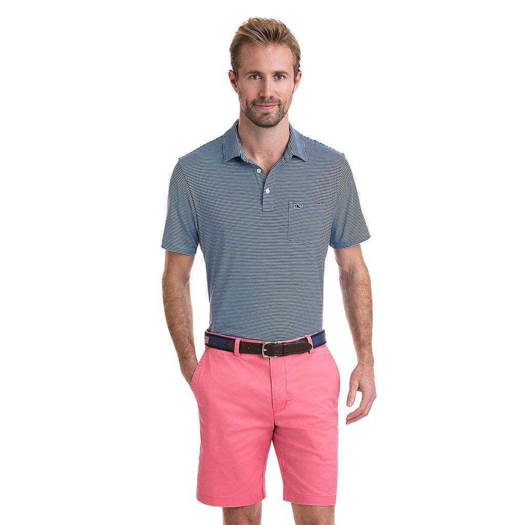 Contrast Feeder Stripe Edgartown Polo in Ocean Breeze by Vineyard Vines - Country Club Prep