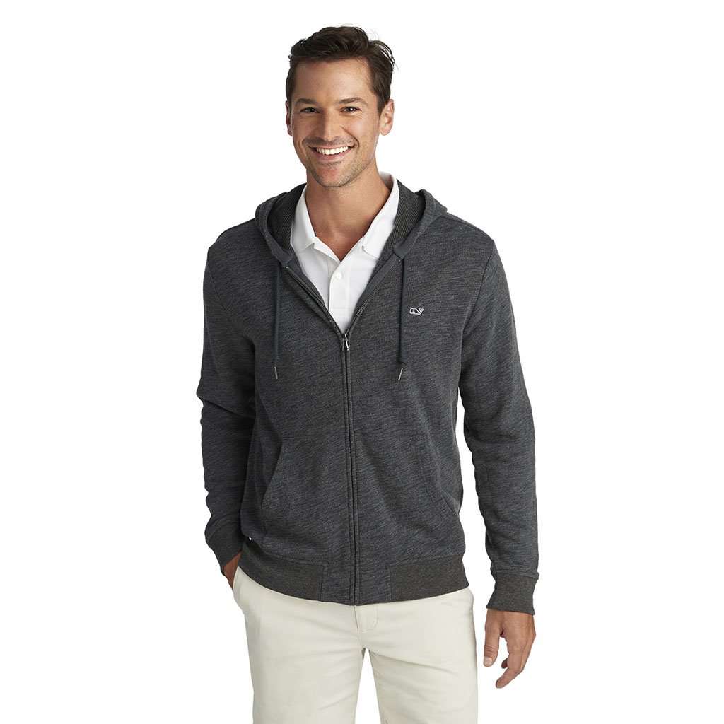 Vineyard Vines Full Zip Hoodie in Medium Heather Grey – Country Club Prep