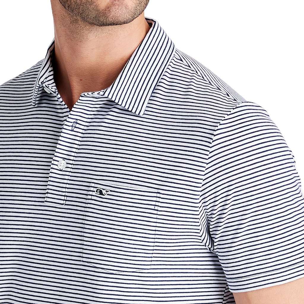 White Shep Stripe Edgartown Polo by Vineyard Vines - Country Club Prep