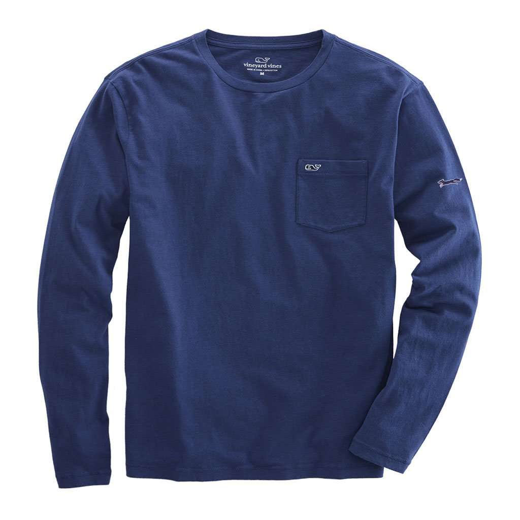 Long Sleeve Overdyed Heathered T-Shirt in Deep Bay by Vineyard Vines - Country Club Prep