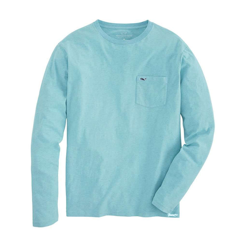 Long Sleeve Overdyed Heathered T-Shirt in Capri Blue by Vineyard Vines - Country Club Prep