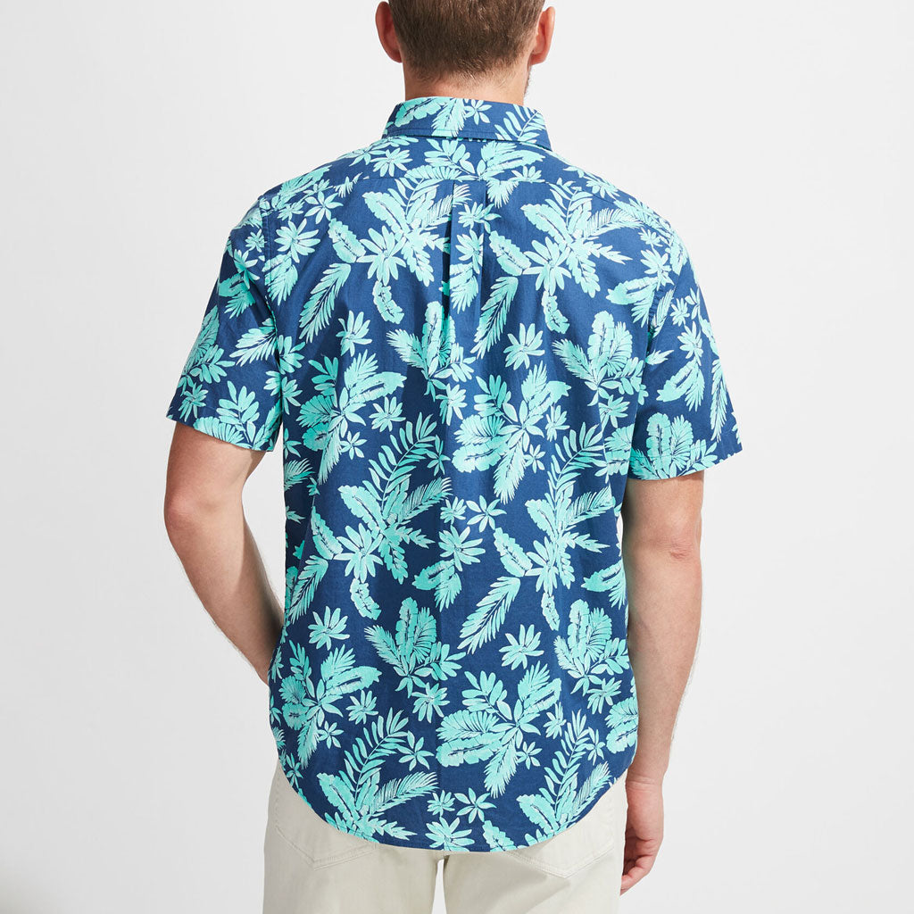 Tropical Leaves Gilded Short Sleeve Slim Murray Shirt by Vineyard Vines - Country Club Prep