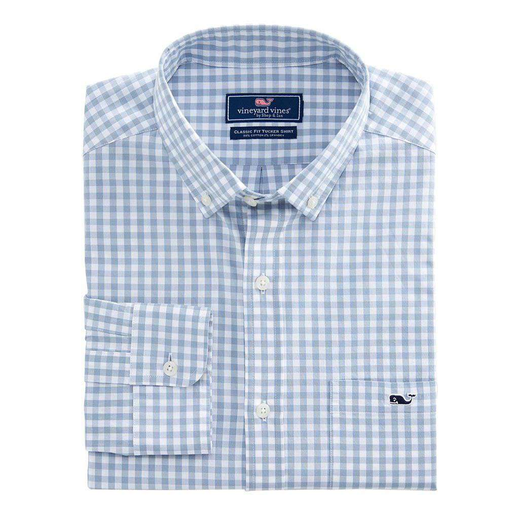 Carleton Gingham Classic Stretch Tucker Shirt in Hammerhead by Vineyard Vines - Country Club Prep