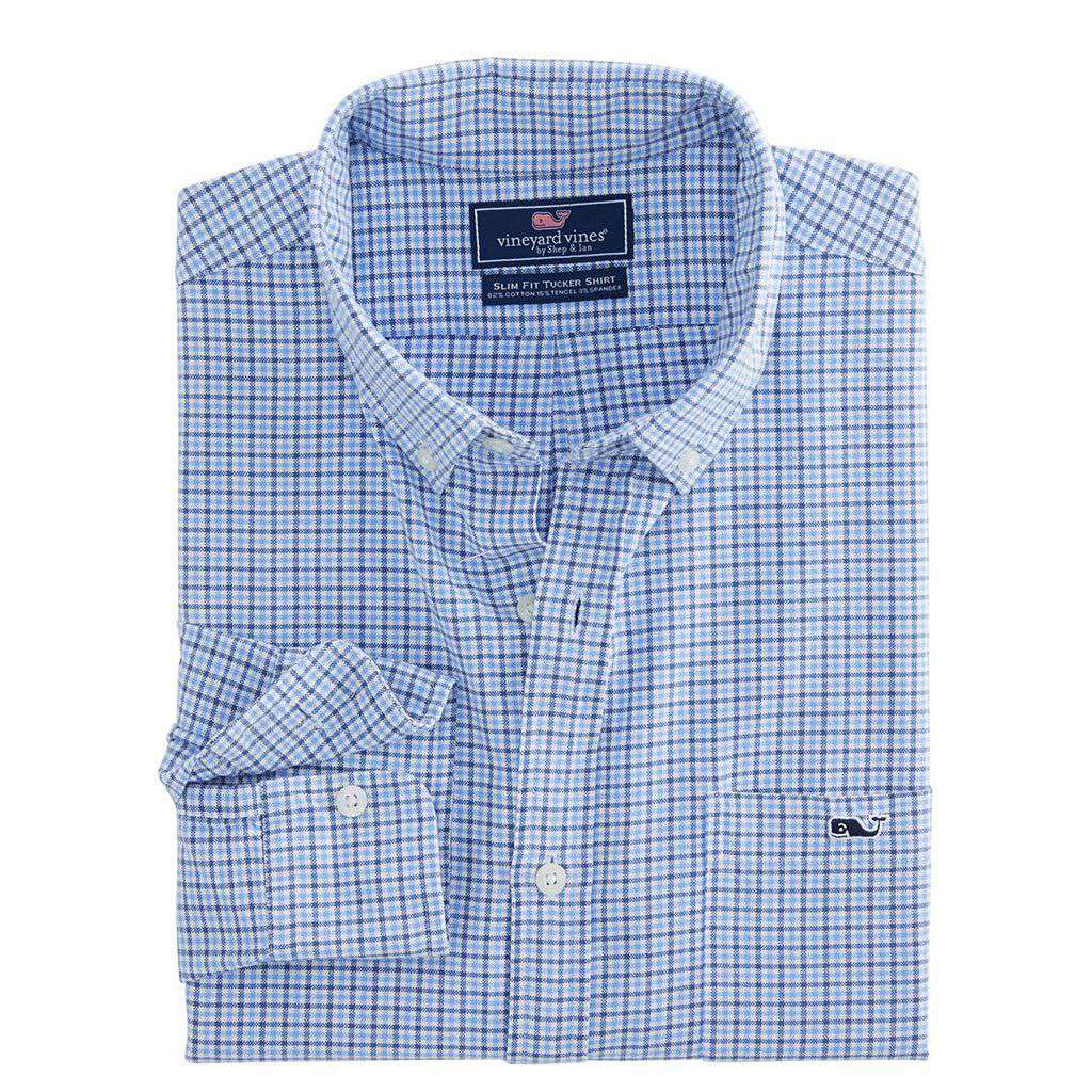 Belle Haven Plaid Slim Tucker Shirt in Moonshine by Vineyard Vines - Country Club Prep