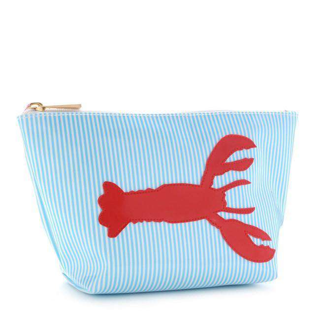 Medium Avery Case in Blue Stripe with Red Lobster by Lolo - Country Club Prep
