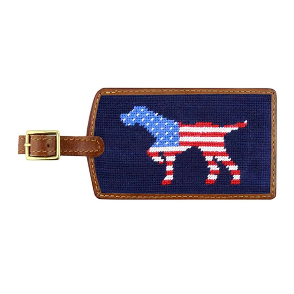 Patriotic Dog on Point Needlepoint Luggage Tag by Smathers & Branson - Country Club Prep