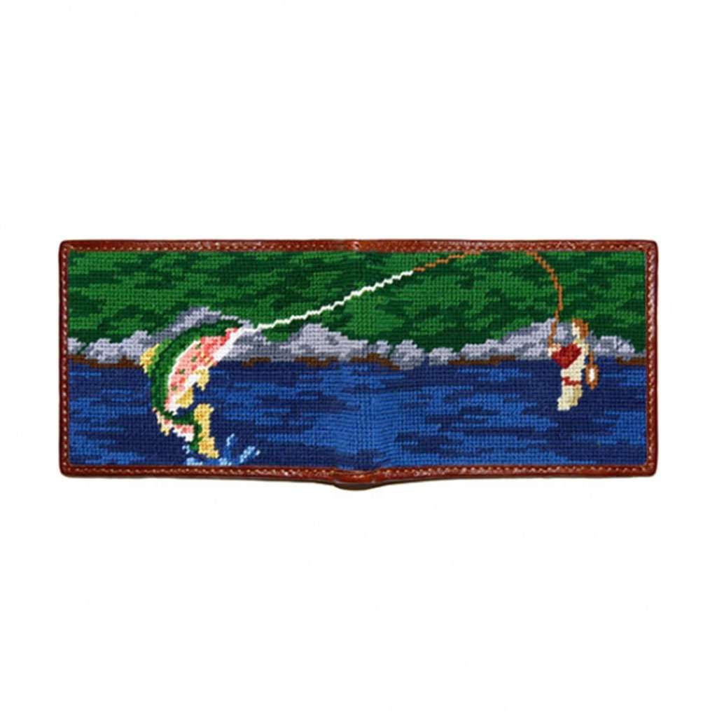 Fly Fishing Scene Needlepoint Wallet by Smathers & Branson - Country Club Prep