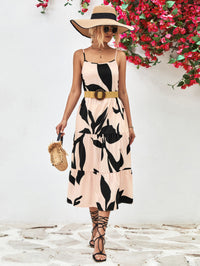 Printed Spaghetti Strap Tiered Midi Dress - Country Club Prep