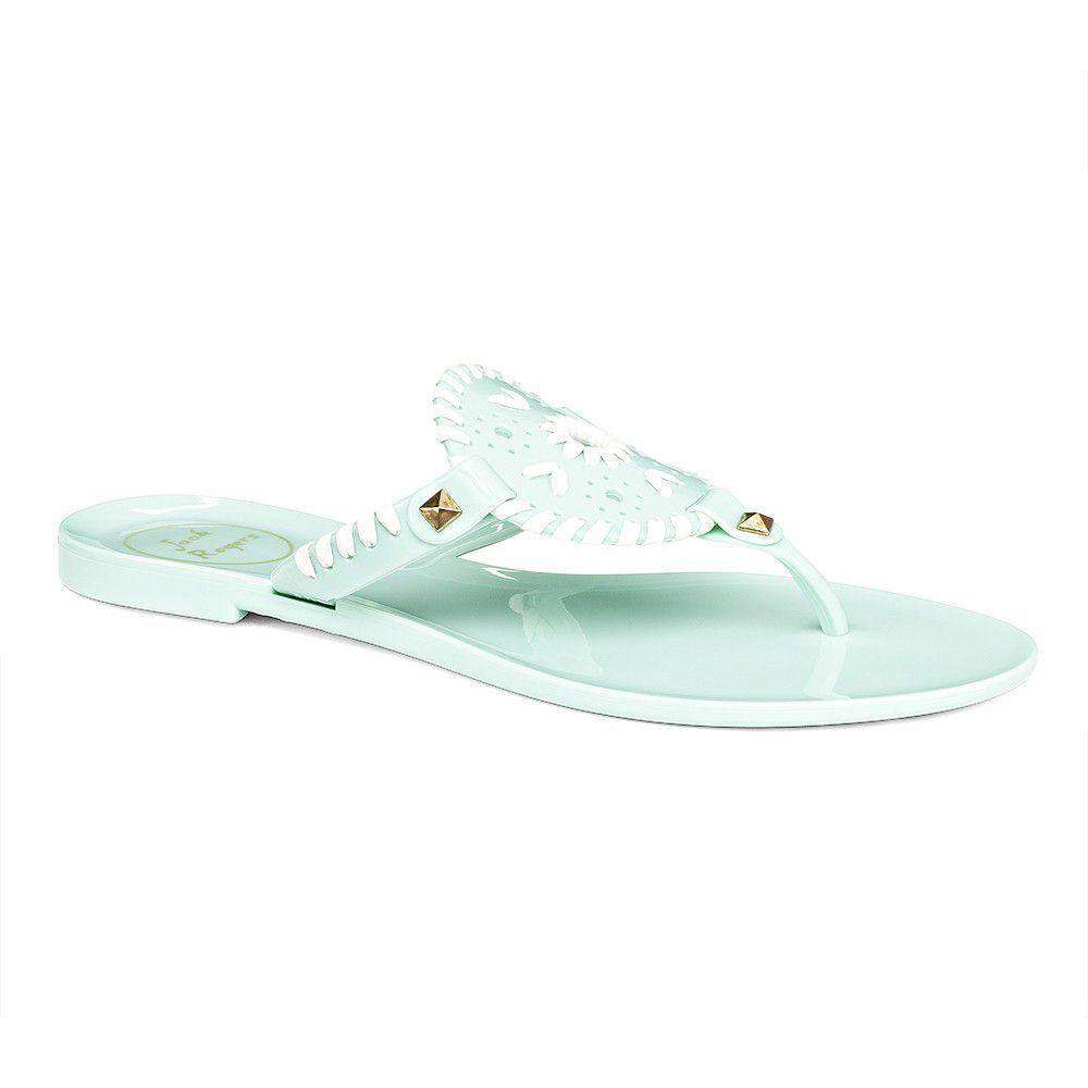 Georgica Jelly Sandal in Mint and White by Jack Rogers - Country Club Prep