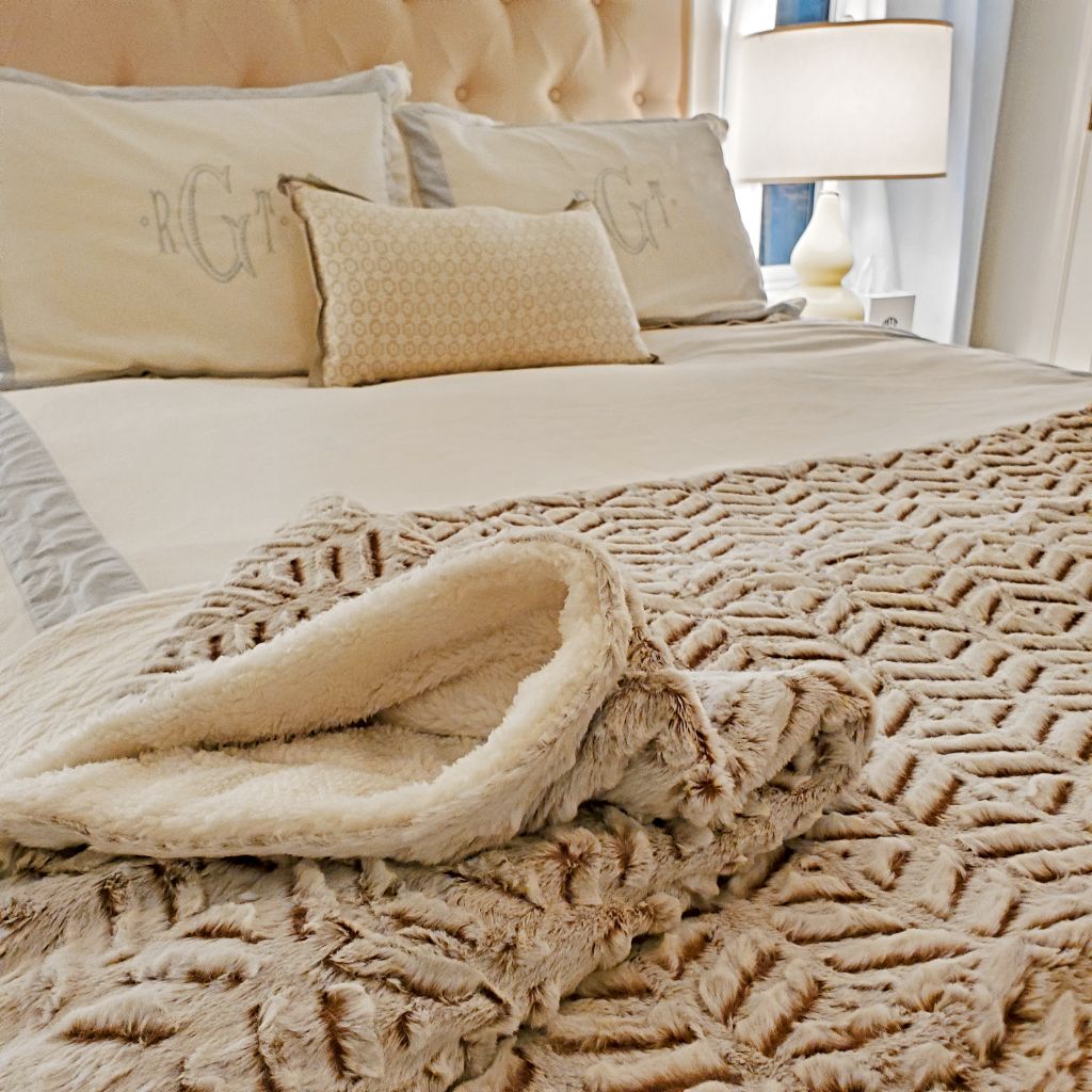 Stavanger Double Texture Sherpa Blanket by Nordic Fleece - Country Club Prep