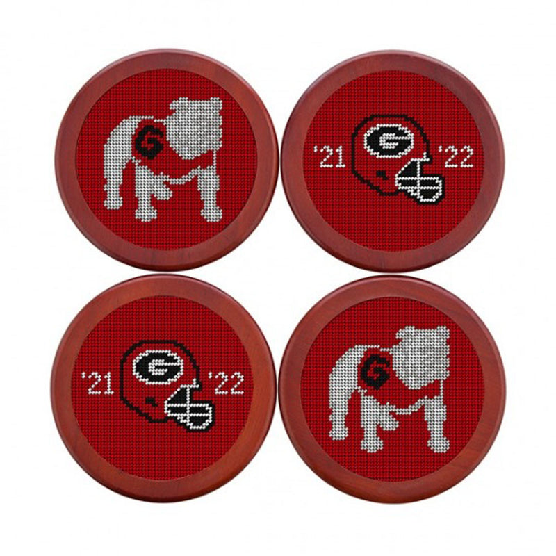 Georgia 2022 Back to Back National Championship Needlepoint Coasters by Smathers & Branson - Country Club Prep