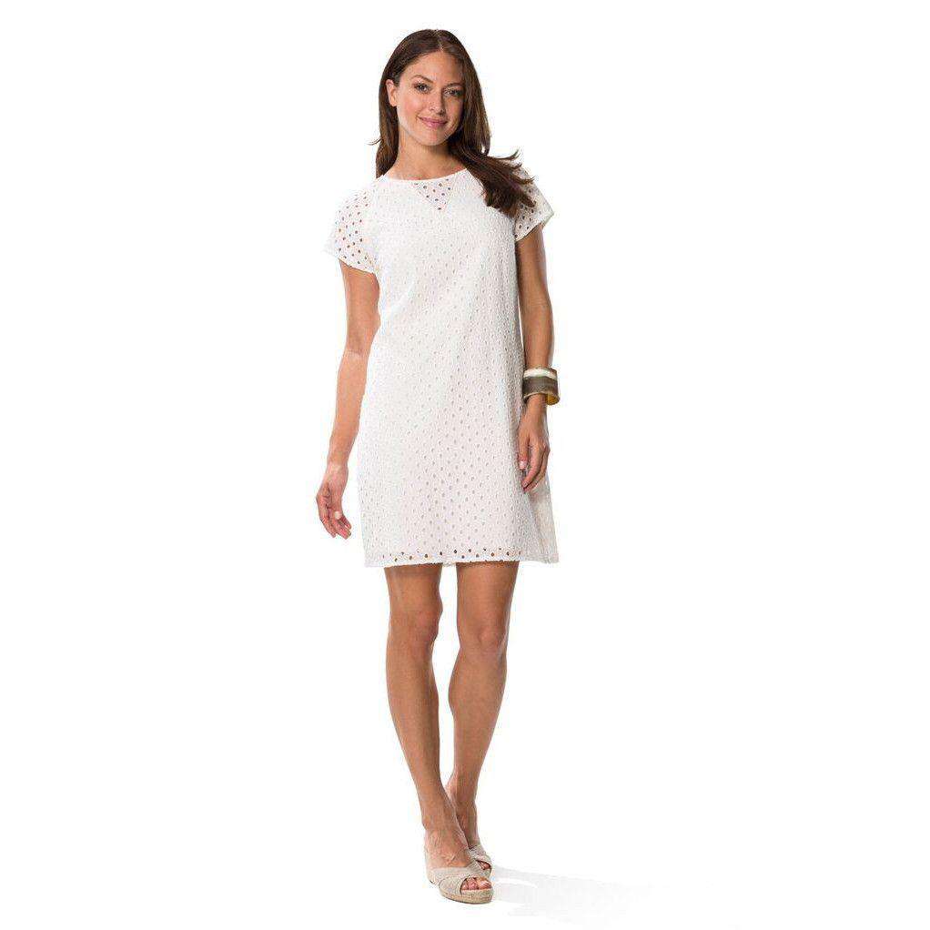 Sail to Sable Eyelet Shift Dress in White Country Club Prep Sail to Sable Eyelet Shift Dress in White Country Club Prep