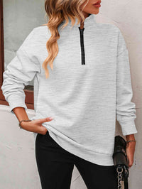 Zip-Up Dropped Shoulder Sweatshirt - Country Club Prep