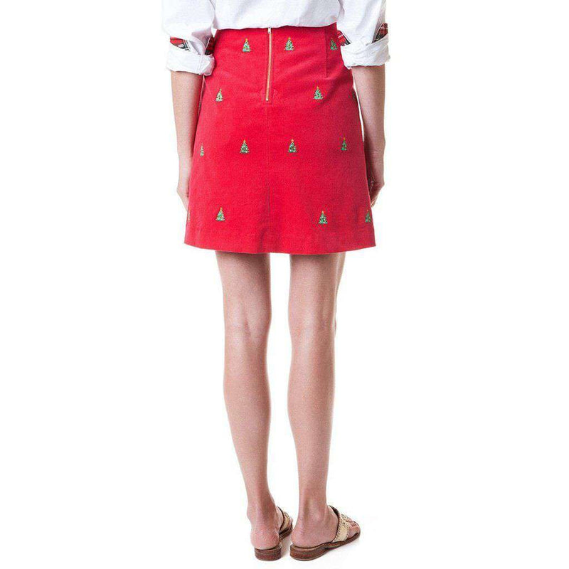 Ali Corduroy Skirt with Embroidered Christmas Trees by Castaway Clothing - Country Club Prep