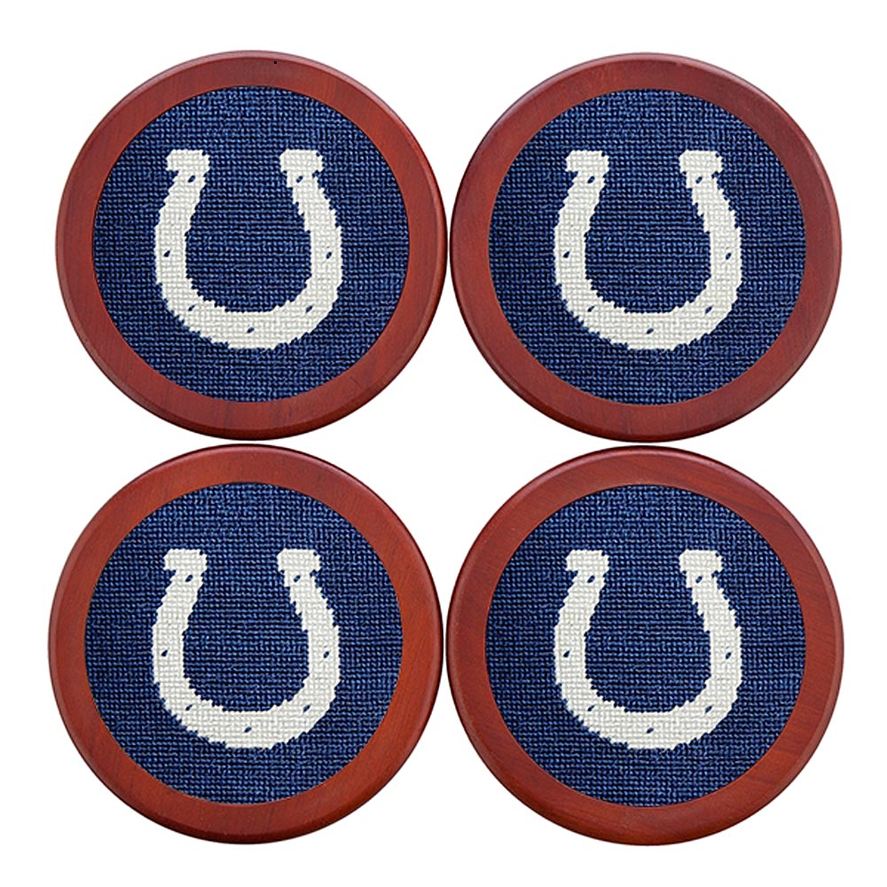 Indianapolis Colts Needlepoint Coasters by Smathers & Branson - Country Club Prep