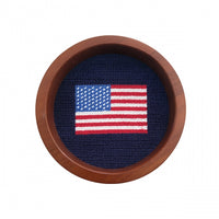 American Flag Needlepoint Wine Bottle Coaster by Smathers & Branson - Country Club Prep
