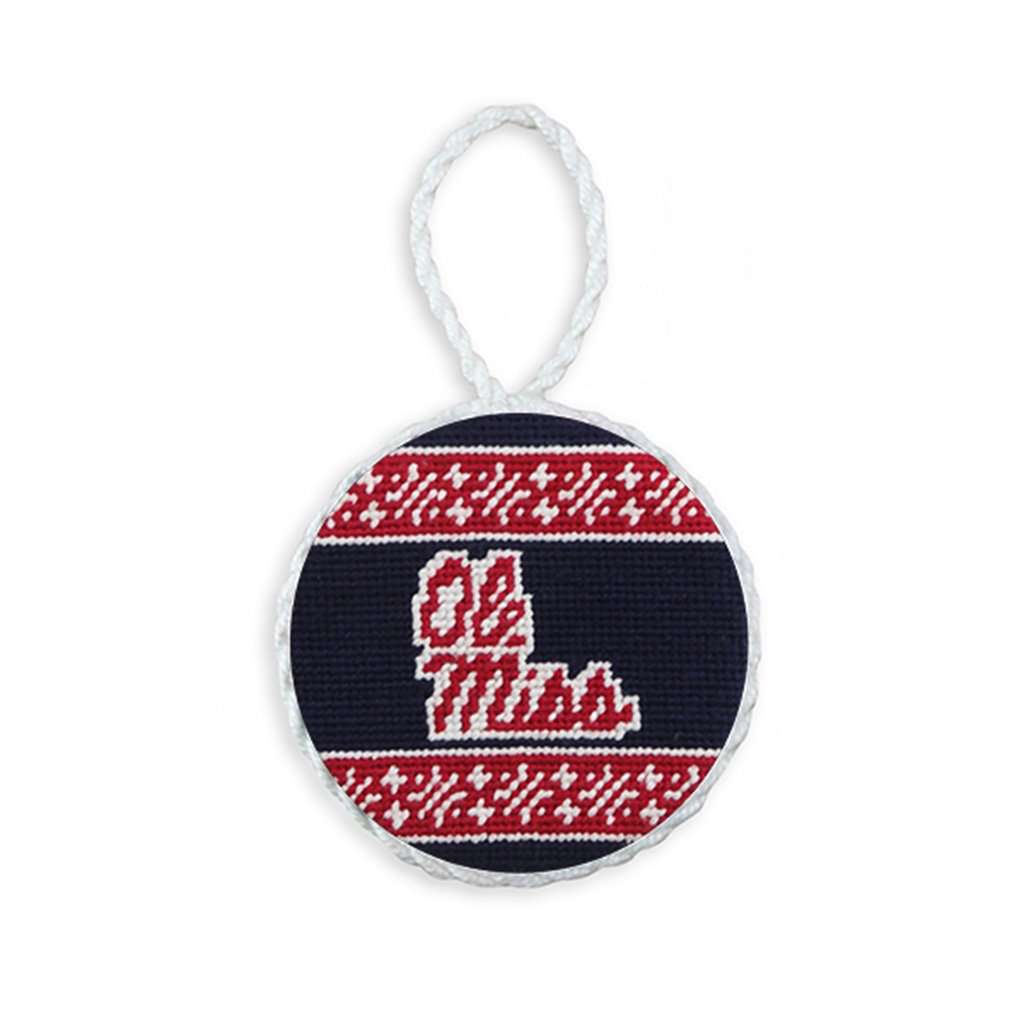 Ole Miss Fairisle Needlepoint Ornament by Smathers & Branson - Country Club Prep