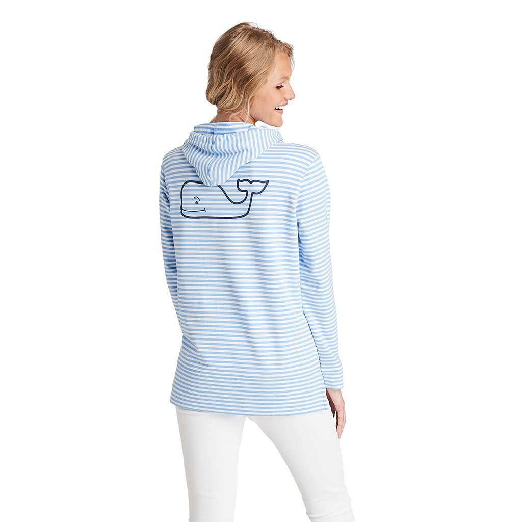 Long Sleeve Striped Whale Terry Hoodie by Vineyard Vines - Country Club Prep