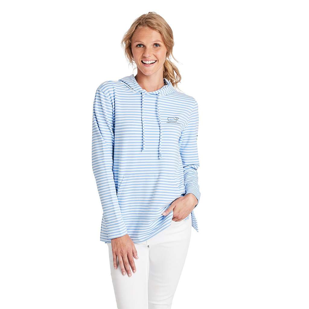 Long Sleeve Striped Whale Terry Hoodie by Vineyard Vines - Country Club Prep