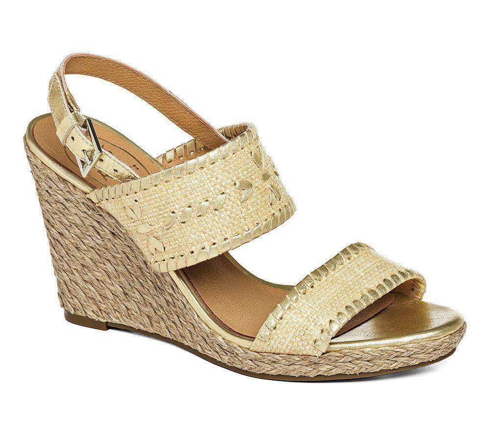 Vanessa Raffia Wedge in Gold by Jack Rogers - Country Club Prep
