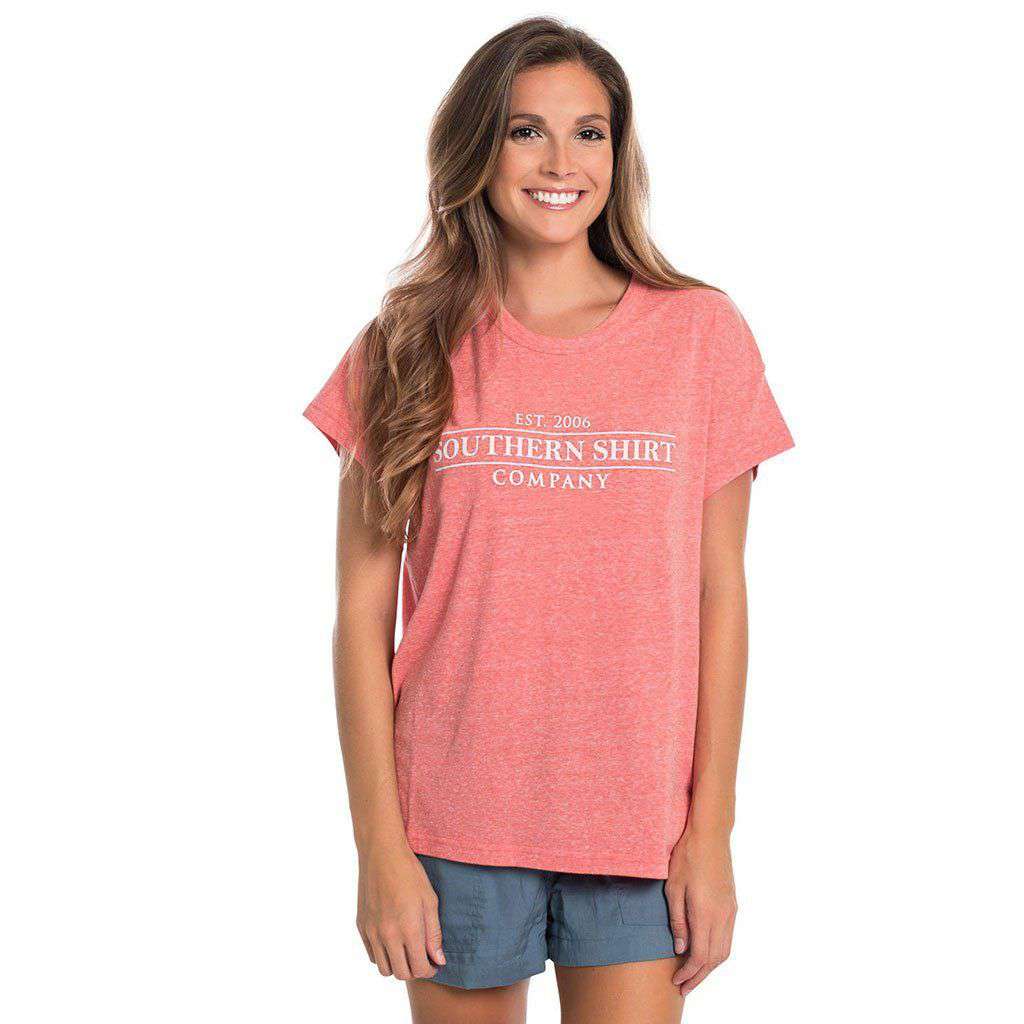 Comfy Crewneck SS in Fire Coral by The Southern Shirt Co.. - Country Club Prep